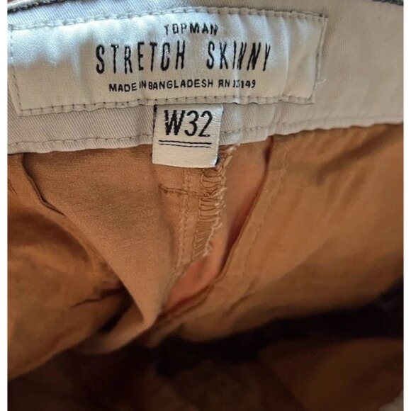 Topman Men’s Size 32 Stretch Skinny Chino Shorts Khaki Brown Beige Cotton - Picture 11 of 14